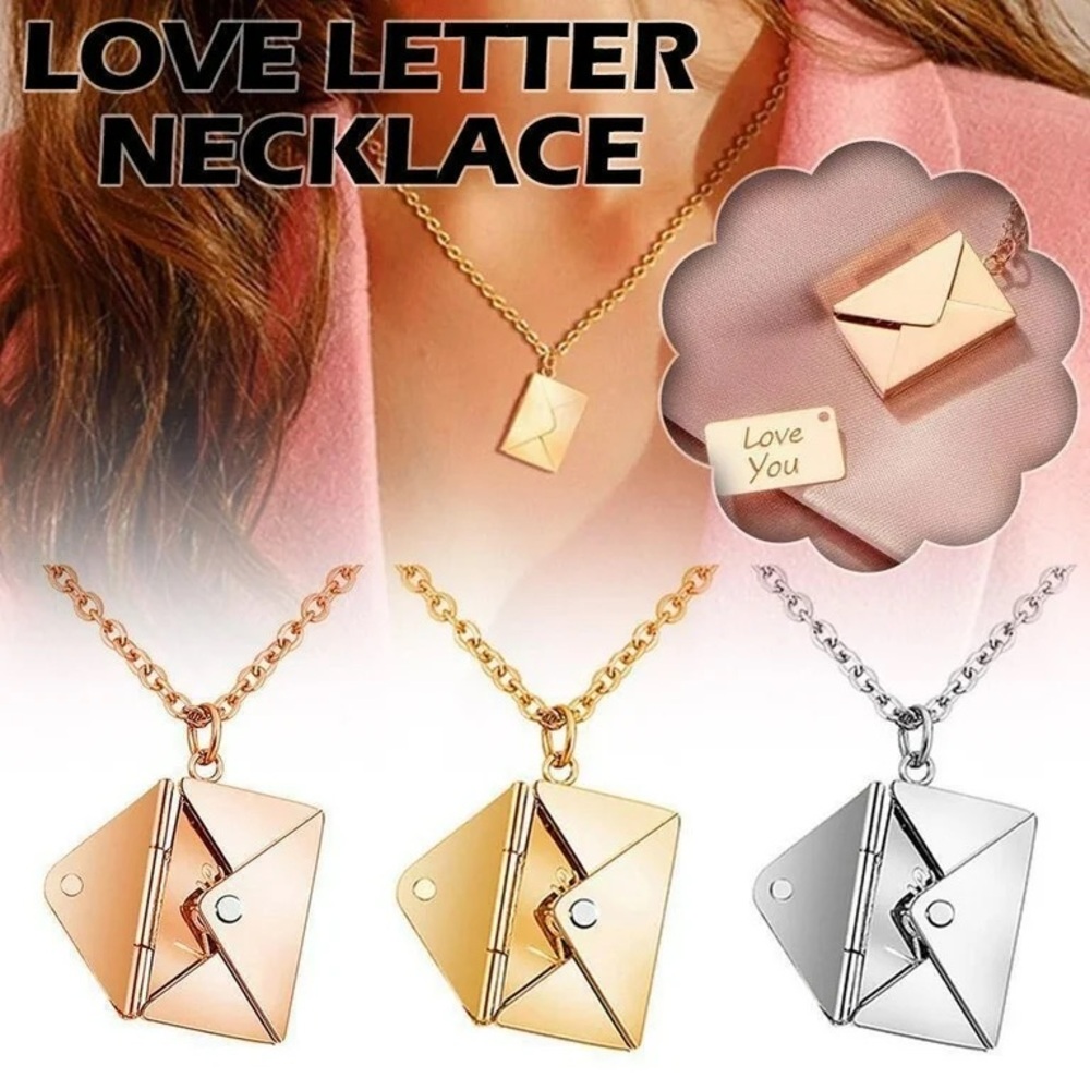 Silver Love Letter Charm Necklace, Stainless Steel Mama Chains - Picture 2 of 4